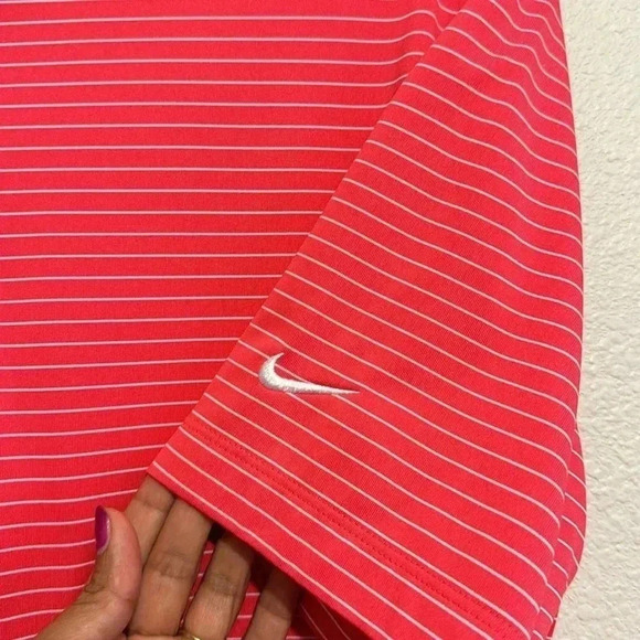 Nike Golf Polo Shirt Mens Large Red Stripe Tour Performance Dri-Fit - Picture 4 of 5